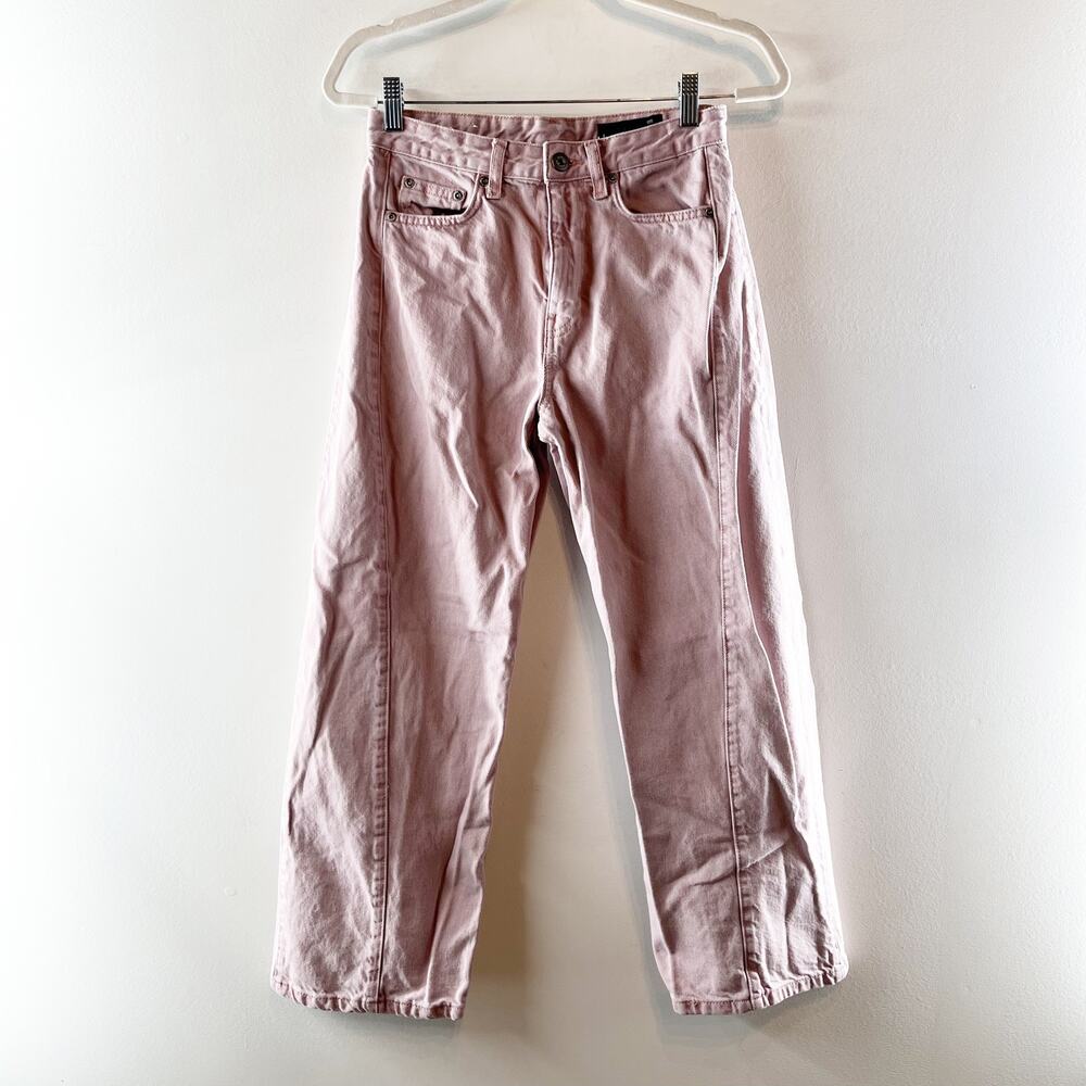 ZARA High Rise Straight Leg Jeans Dusty Light Pink 2